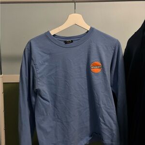 Stussy Sky Blue Long Sleeve Tee with Logo